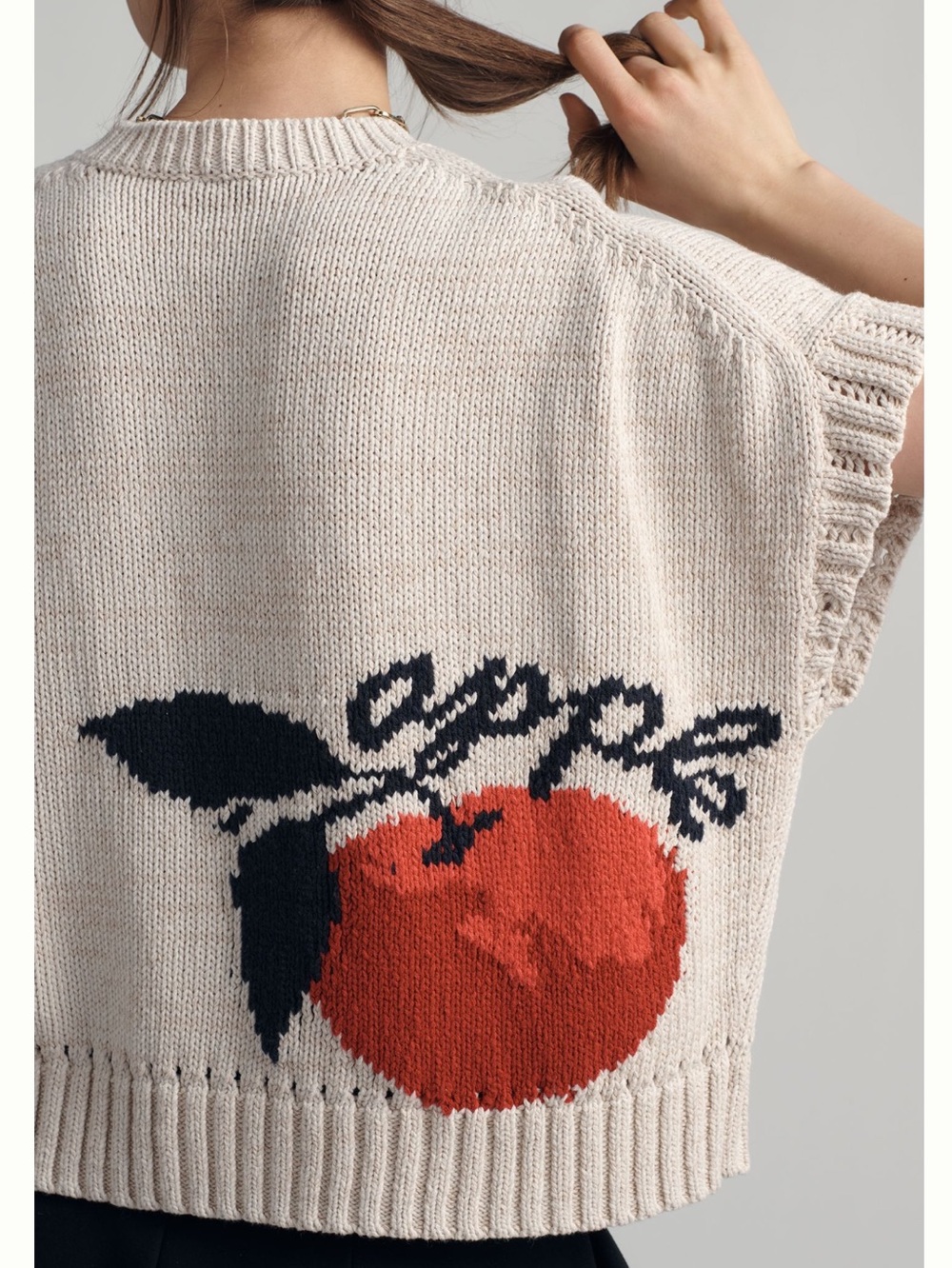 Anthropologie Fruit Sweater Maeve Crew Neck Short Sleeve New Small Apple Veggie